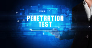 Schwarzes Banner mit schlichtem Design; in der Bildmitte steht in großen, weißen Versalien der Schriftzug „Penetration Test“.